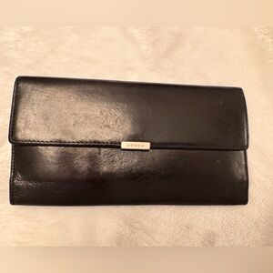 Coach Black Leather Wallet with Checkbook Cover